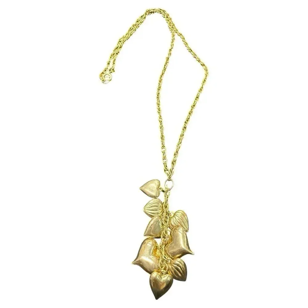 Gold Tone Necklace with Heart Charms